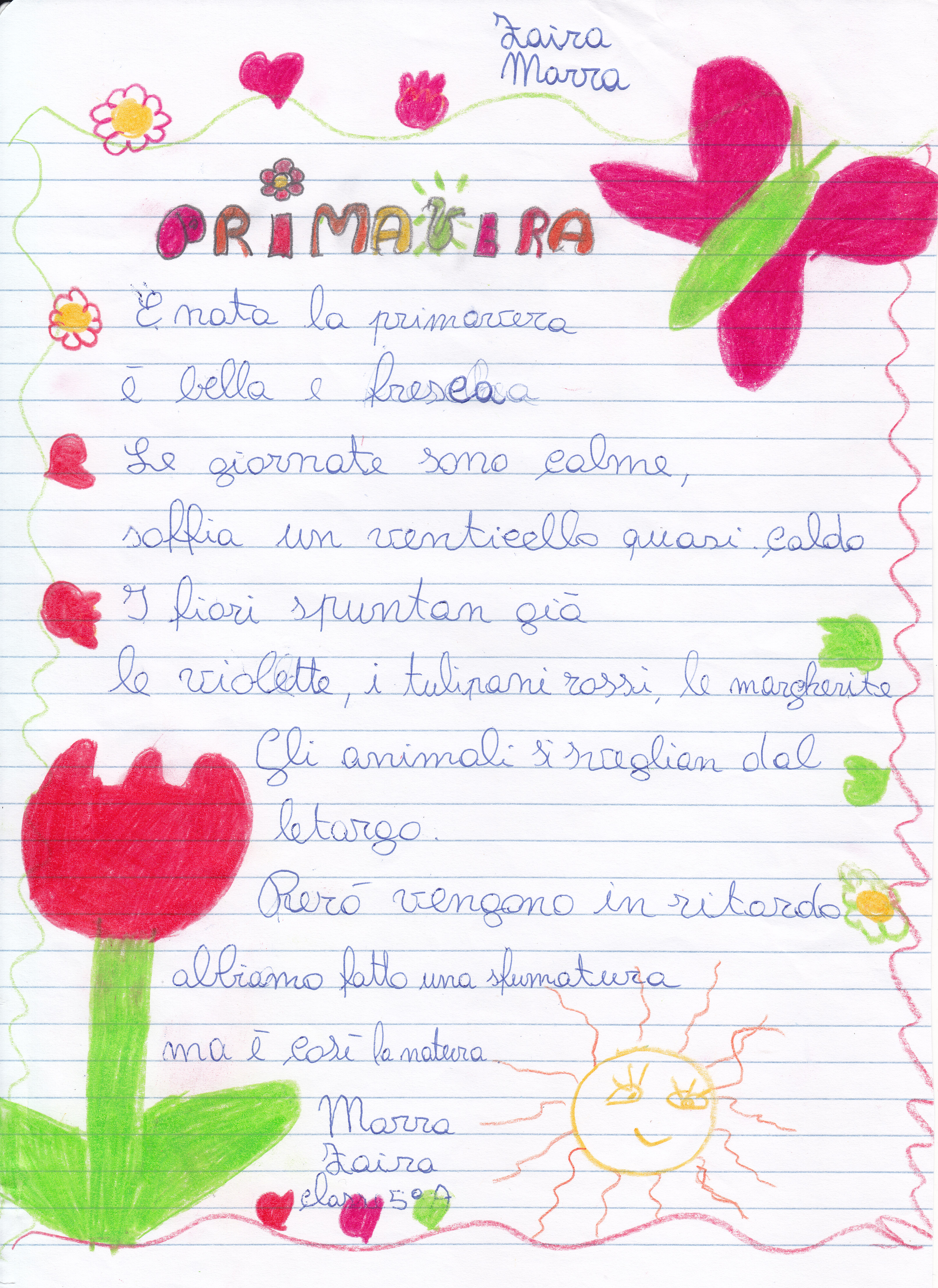 poesia classe 5a con simboli primavera